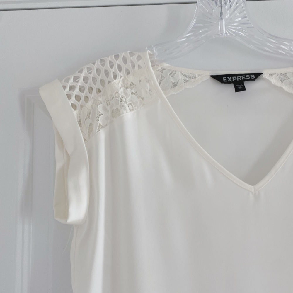 Express Ivory Lace Short Sleeve Blouse